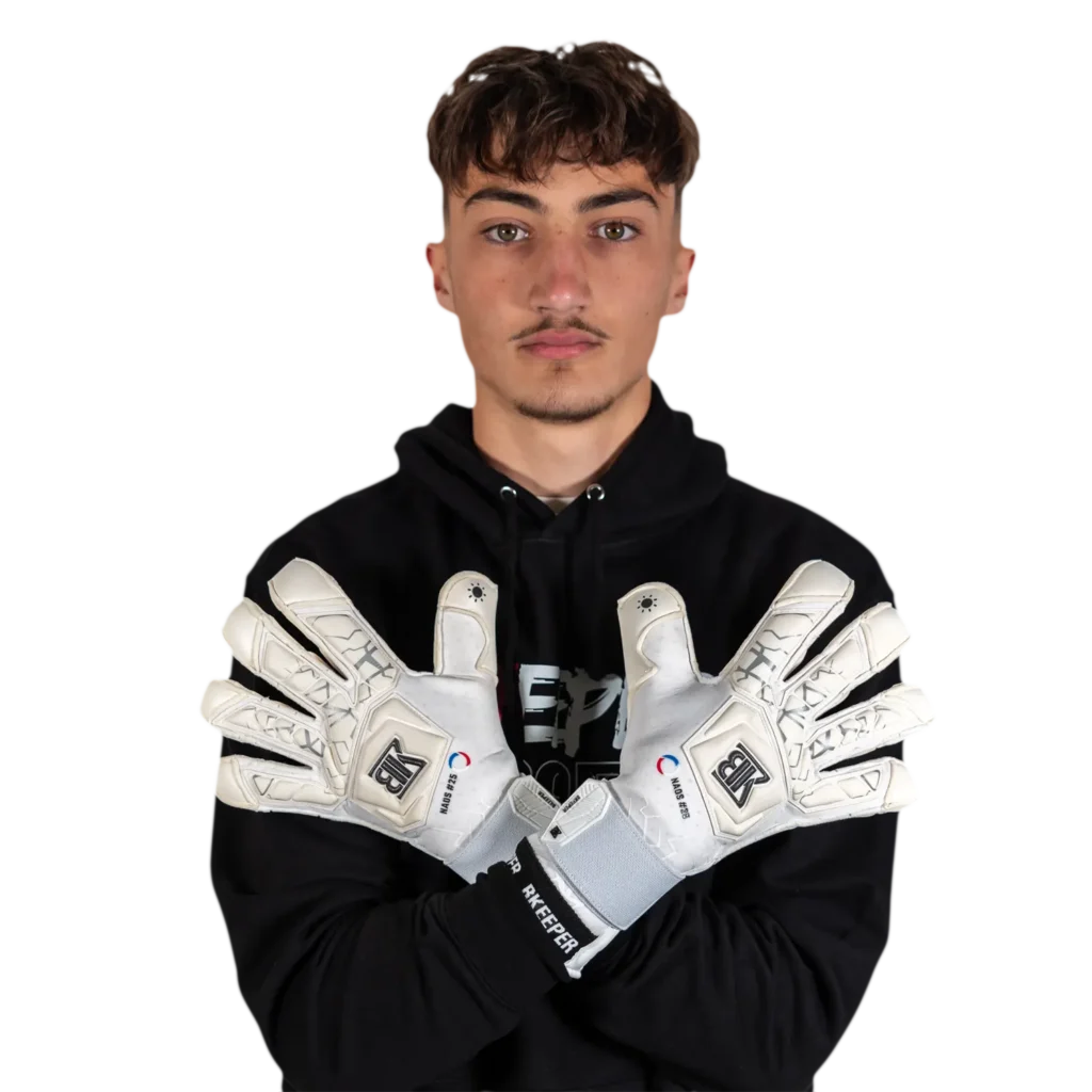goalkeeper gloves naos #25 white bkeeper